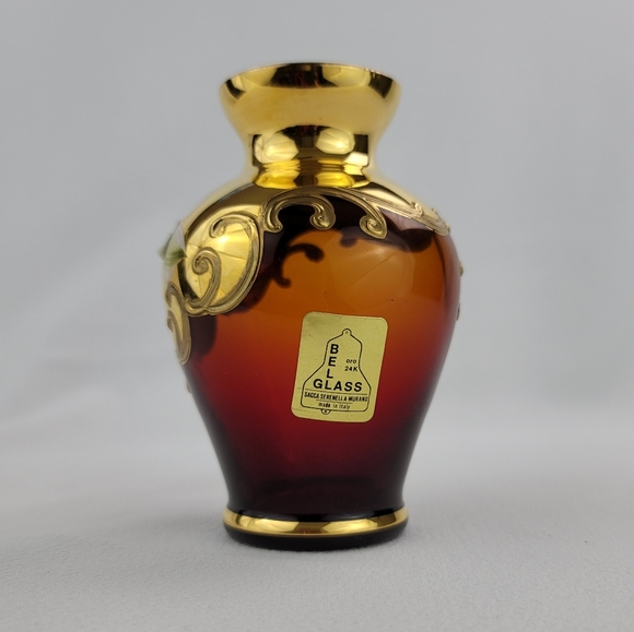 Tre Fouchi 24k Gold Trim Art Glass Bud Vase - Picture 6 of 12